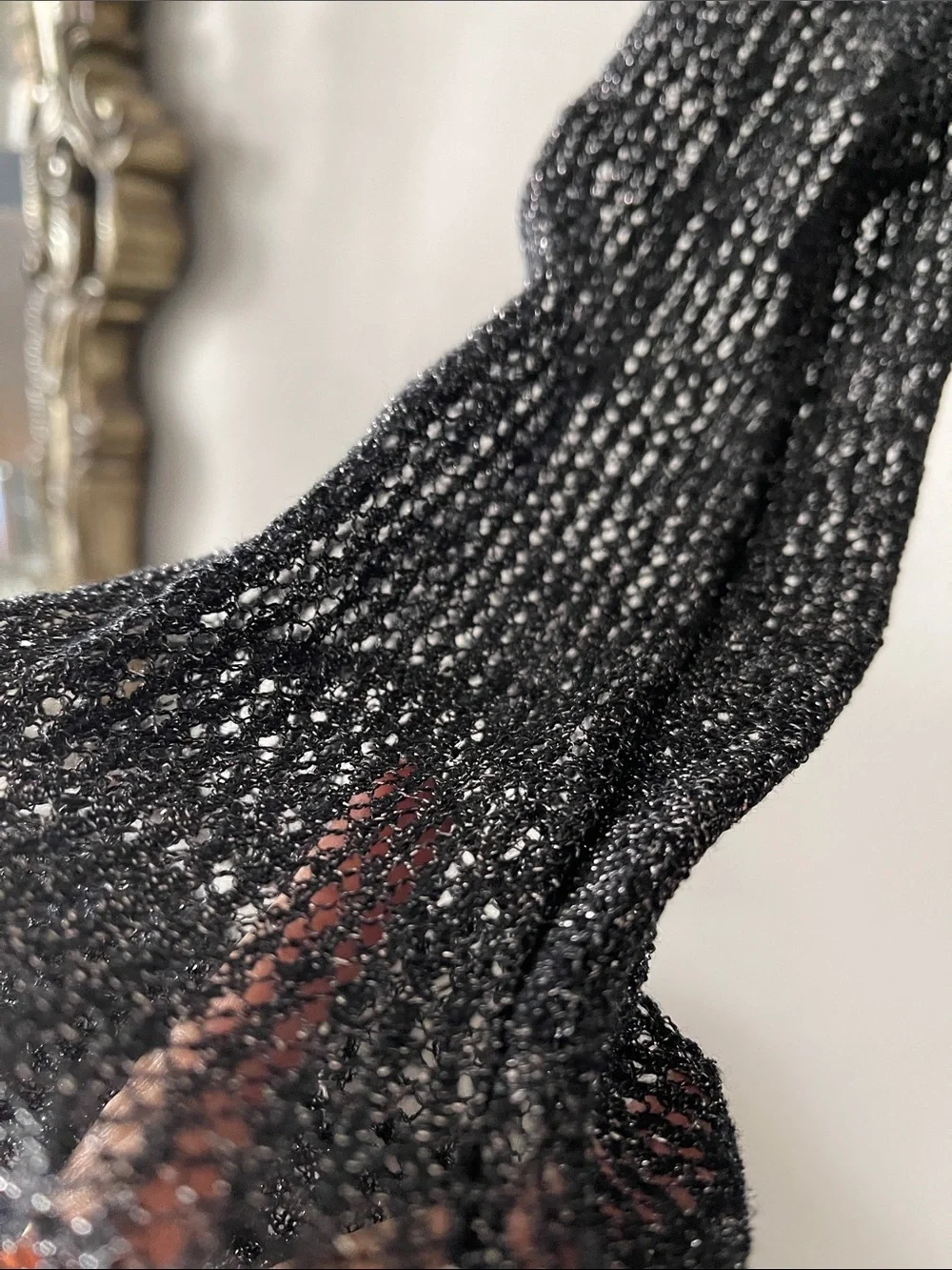 DKNY jeans Y2K new Metallic Black Crewneck Linen Sweater